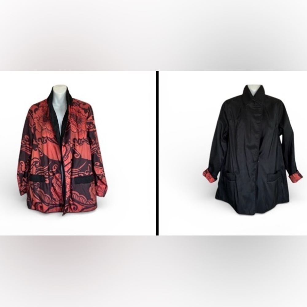 Mycra Pac Reversible Rain Jacket, Women's S, Red Floral or Black. EUC